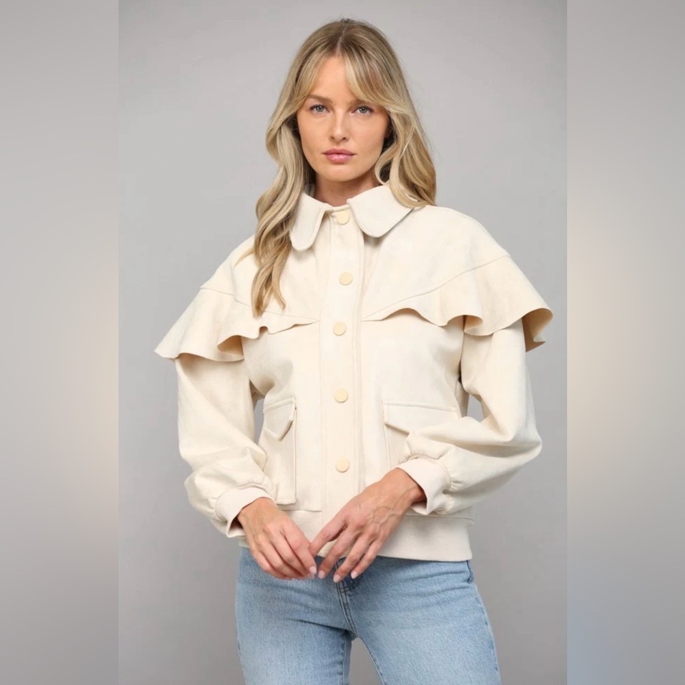 Fate Cream Ruffled Utility Jacket
